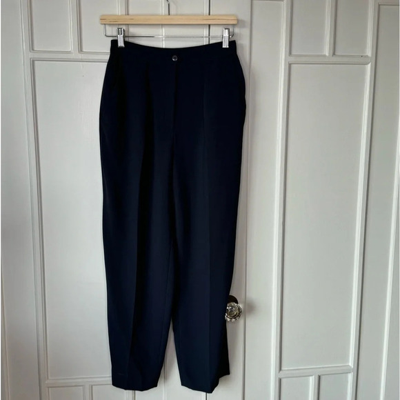 Jones New York barrel leg navy pants trousers size 6 pleated  fully lined trendy - Picture 5 of 9